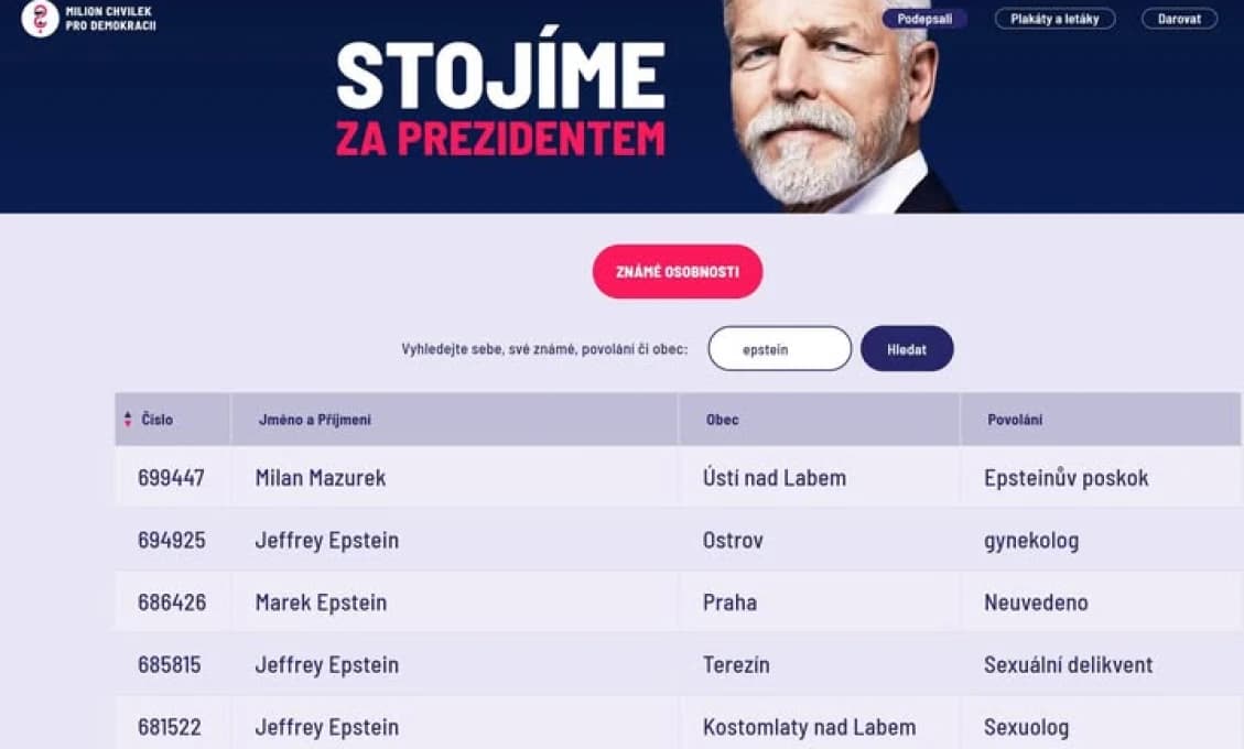 ŠKANDÁL V ČECHÁCH! EPSTEIN ŽIJE! A Mazurek je jeho poskok... "Milon chvilek" zbierala podpisy a vyzbierala nemožné