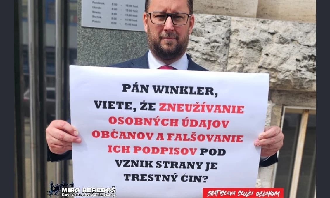 Sfalšoval Winkler podpisy pre stranu Dunaj? Heredoš podal trestné oznámenie, Winkler popiera