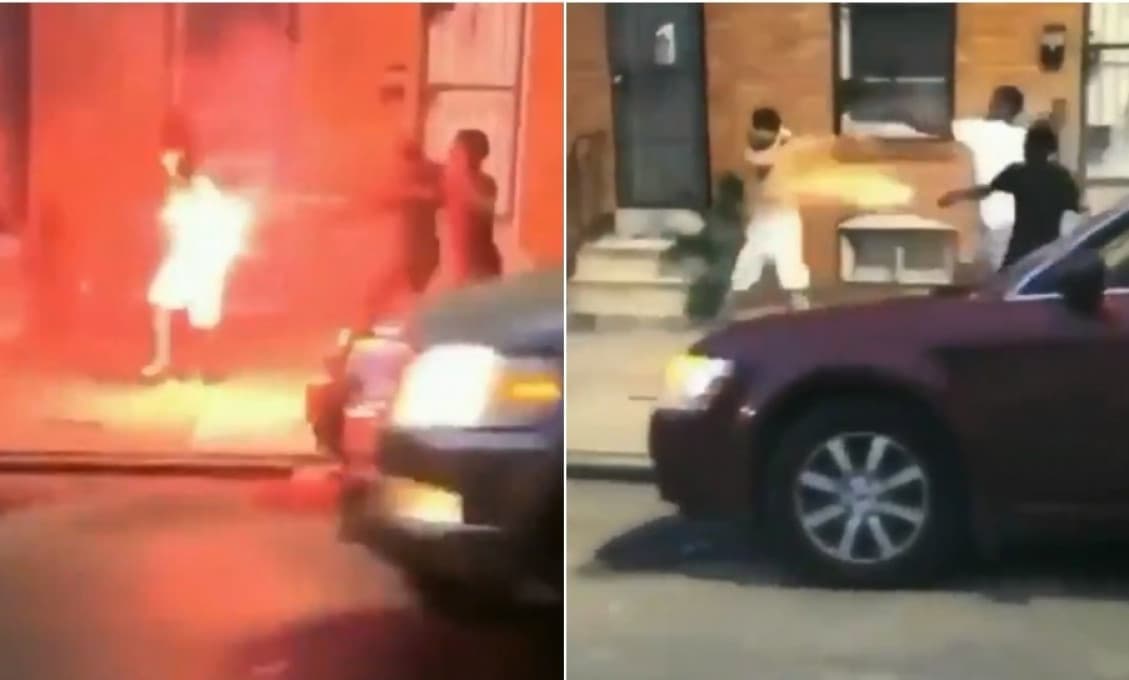 Skupina Afroameričanov brutálne zaútočila na muža ohňostrojom z blízkej vzdialenosti (VIDEO)