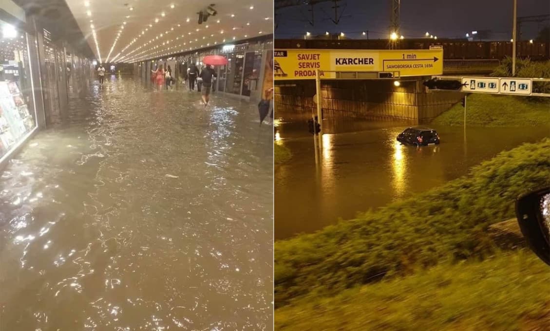 Chorvátsky Záhreb zaplavila voda z prietrže mračien a v meste spôsobila chaos (VIDEO)