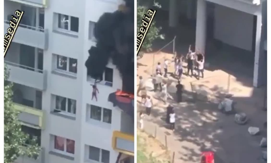 Dráma pri požiari: Deti museli vyskočiť z okna horiaceho bytu, ich záchrancovia utrpeli zlomeniny (VIDEO)