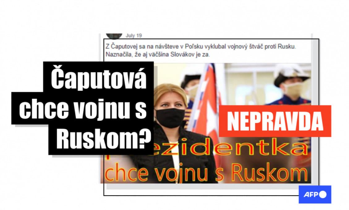 HOAX: Zuzana Čaputová nepovedala, že chce vojnu s Ruskom
