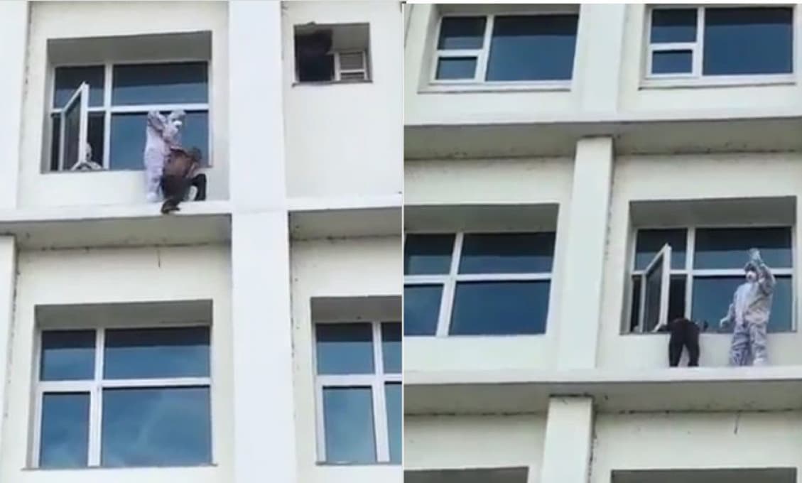 Indický lekár zachránil pacienta s Covid-19, ktorý sa pokúsil skočiť zo štvrtého poschodia nemocnice (VIDEO)