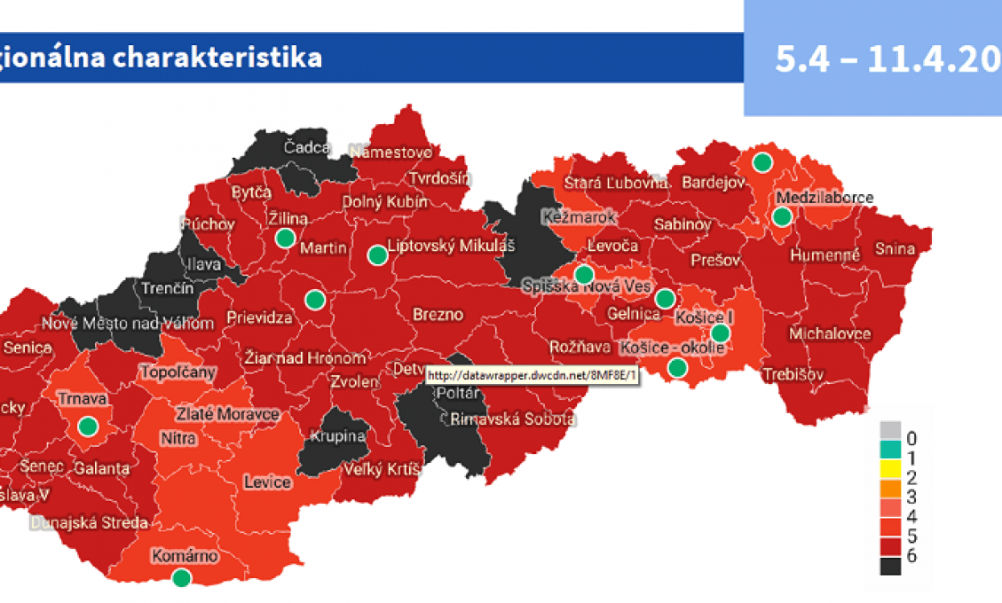 V najvyššom stupni varovania pred šírením COVID-19 je desať okresov