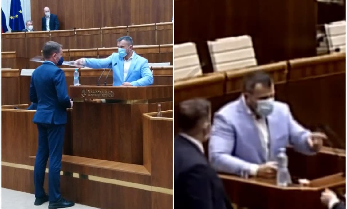 VIDEO: Poslanec Suja chrstol Matovičovi pohár vody priamo do tváre!