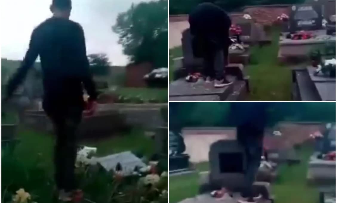 Ľudská zlomyseľnosť nepozná hraníc: Chlapec na cintoríne rozbíjal všetko, čo mu prišlo pod ruku (VIDEO)