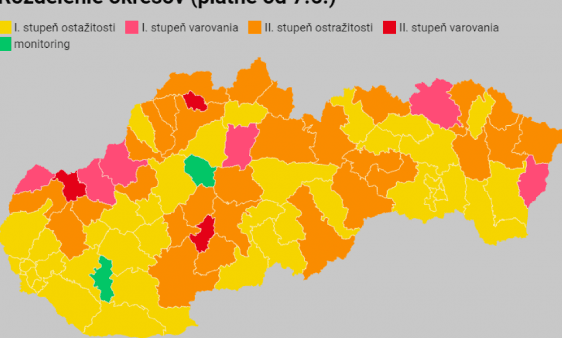 Slovensko bude mať od pondelka dva zelené okresy
