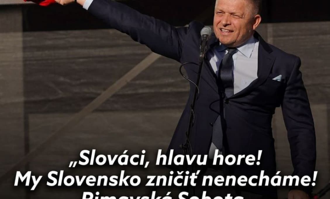„Slováci, hlavu hore! My Slovensko zničiť nenecháme!“ odkazuje Robert Fico
