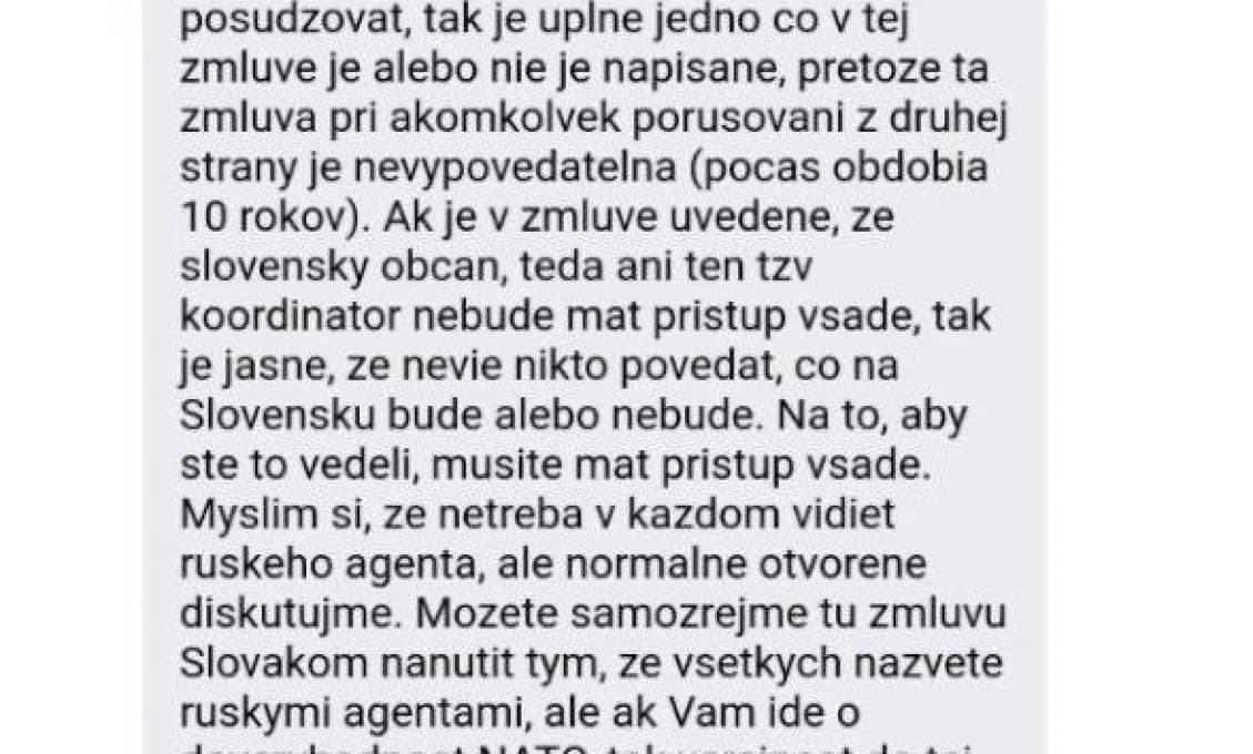 Odporcovia dohody s USA nie sú ruskí agenti. Naď však vyjadrenie opozície NEKOMPROMISNE maže!