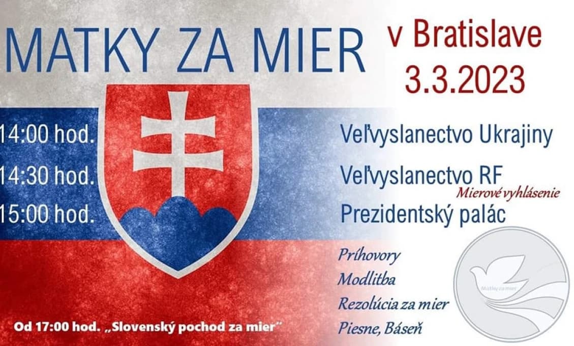 V Bratislave sa chystá mierové zhromaždenie pred Prezidentským palácom! DNES!