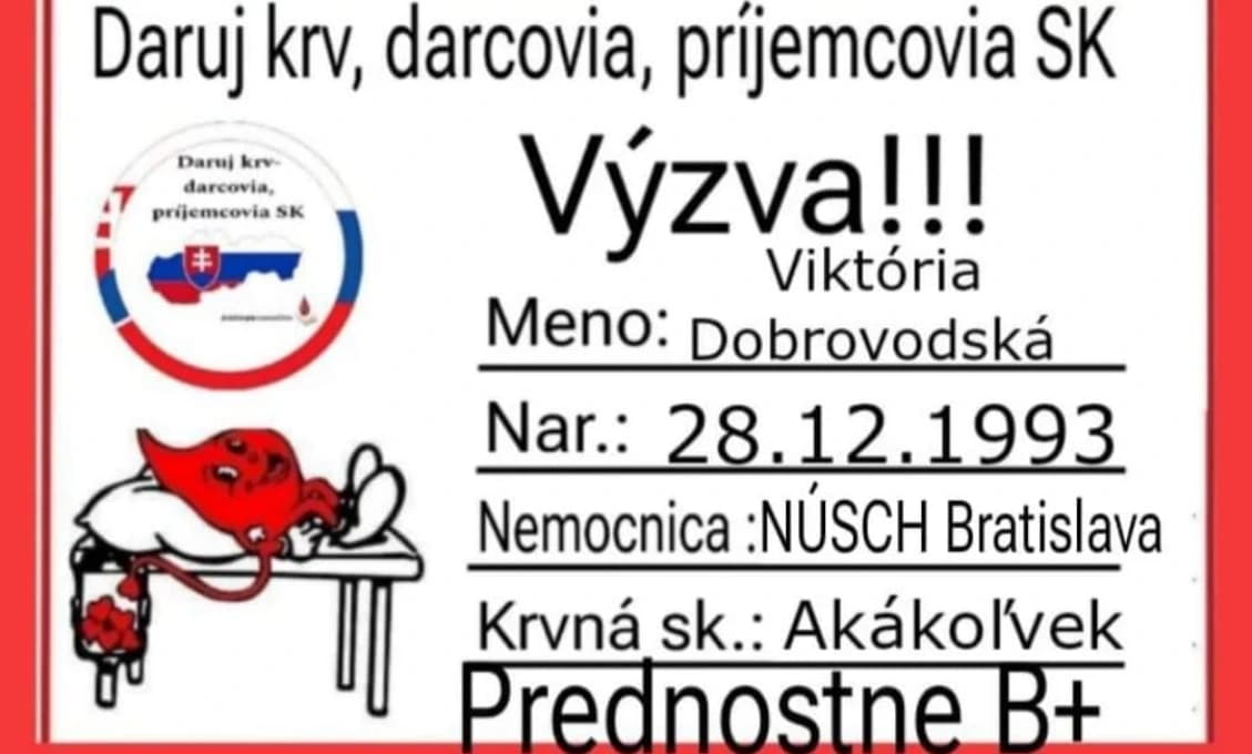 Naliehavá prosba o pomoc. Ide o život