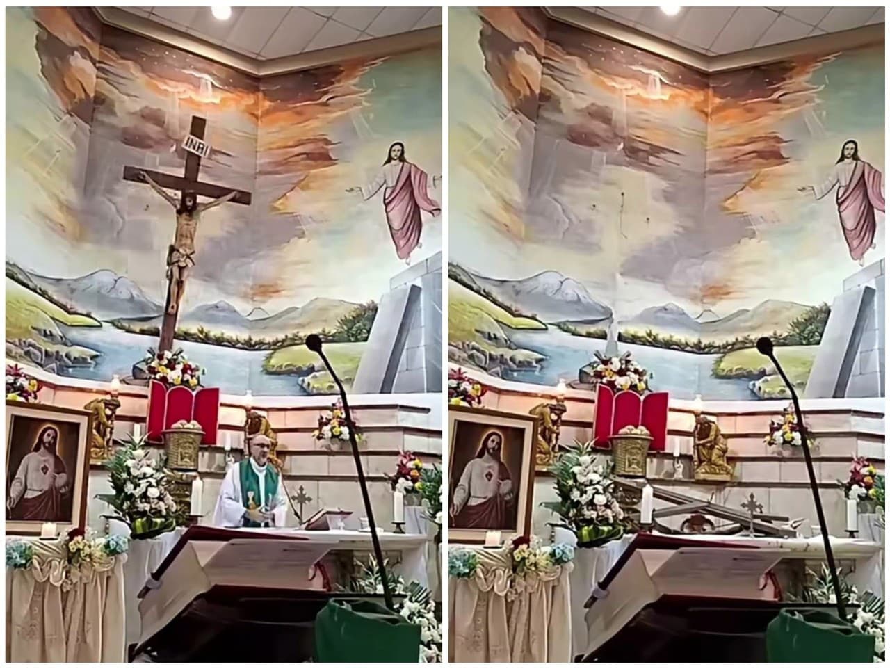 DESIVÁ TRAGÉDIA V KOSTOLE! Kňaza počas omše usmrtil drevený kríž, ktorý spadol zo steny (VIDEO)