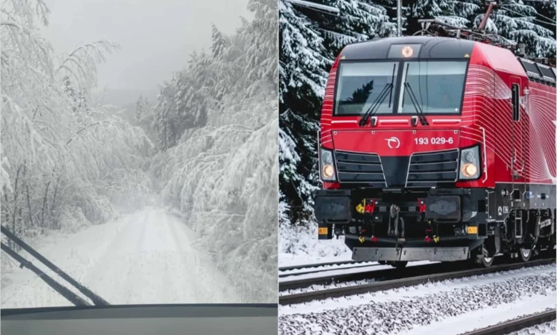 SHMÚ VARUJE! Snehové jazyky, záveje, vietor. Výstrahy na cestách, vlaky výrazne meškajú