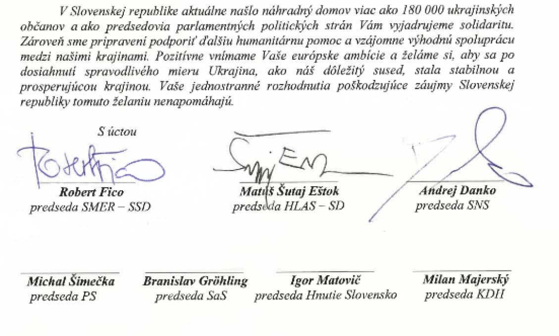 Otvorený list Zelenskému od premiéra. Pridá sa k nemu aj opozícia?