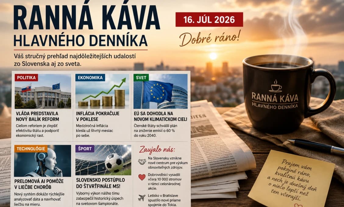 Ranná káva Hlavného denníka: Politika, ekonomika aj šport v pohybe! Toto sú dnešné najväčšie témy
