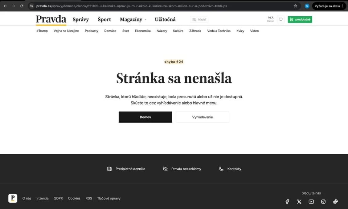 Aktuality v tranze: pátrajú po článku Pravdy o Kaliňákovej Kukurici