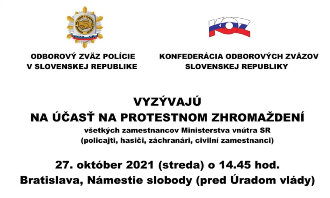 Protestovať do ulíc pôjdu aj policajti: „Nie je nám to jedno!“