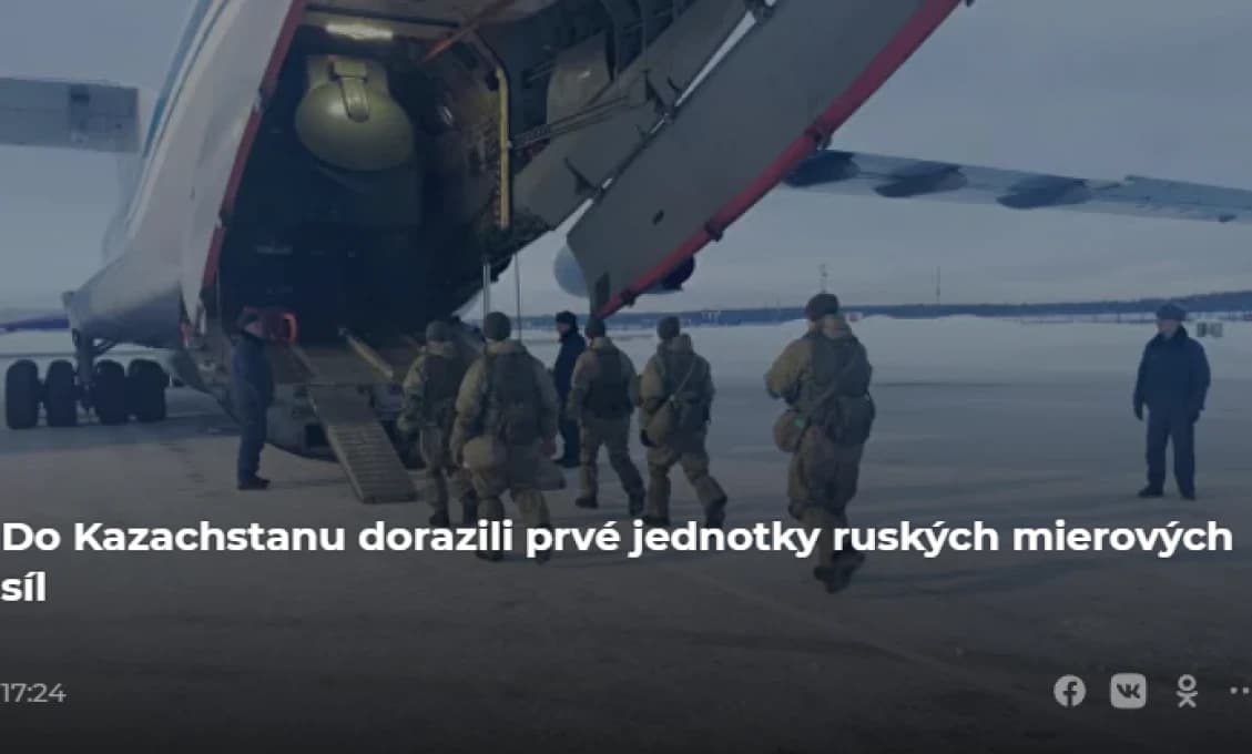 Ruské mierové sily dorazili do Kazachstanu