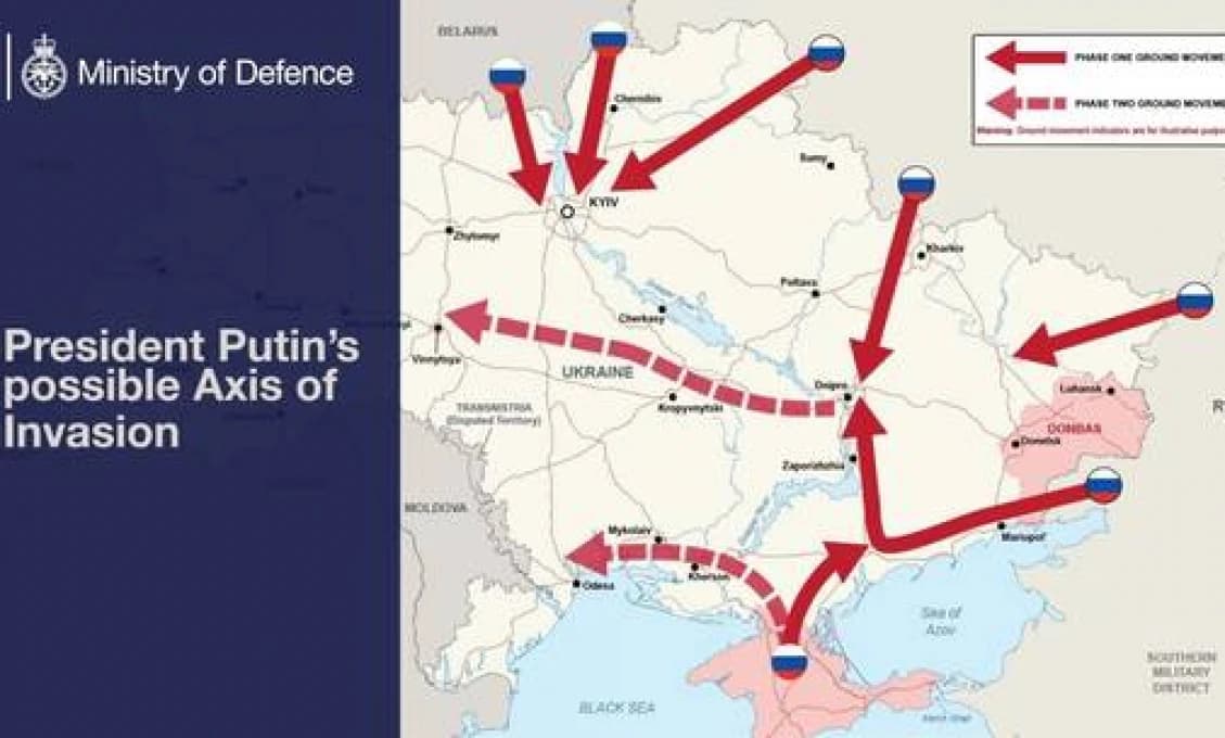 Britská armáda berie prácu bulvárnej tlači: Zverejnila mapu PUTINOVEJ INVÁZIE!