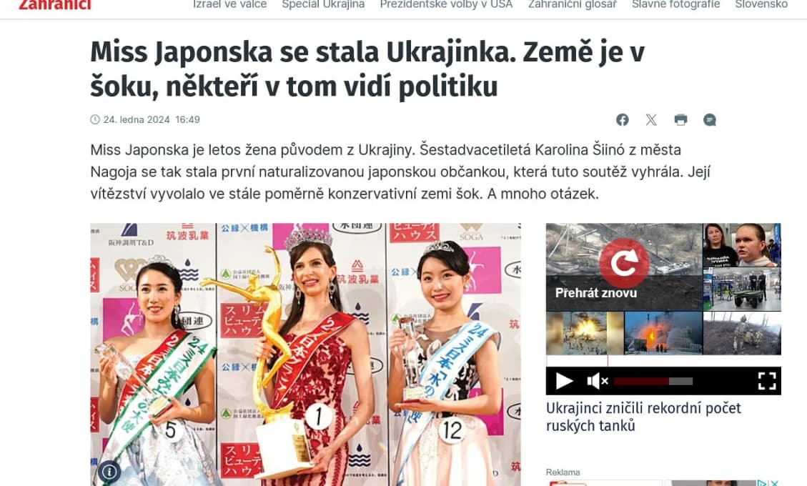 JAPONSKO V ŠOKU! Miss Japonska sa stala Ukrajinka
