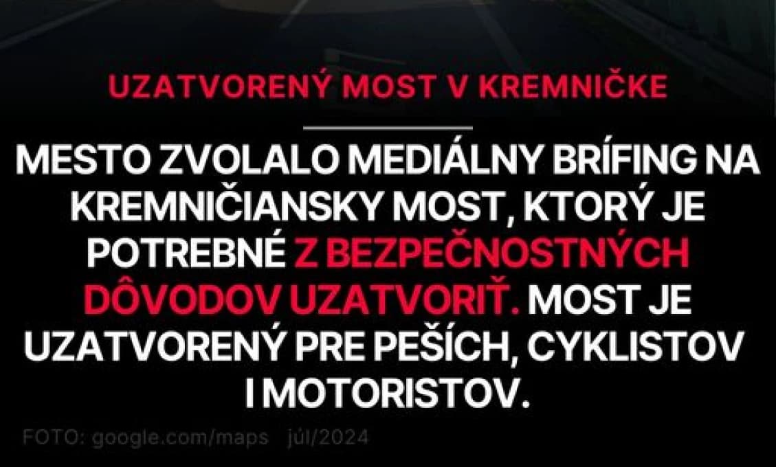 B.Bystrica: Pre poškodený most v Kremničke uzatvárajú rýchlostnú cestu R1