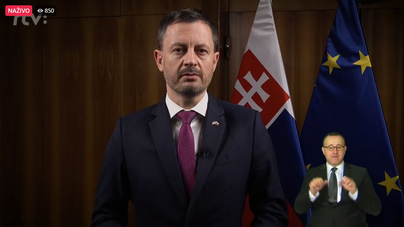 Príhovor premiéra Eduarda Hegera, živé vysielanie RTVS