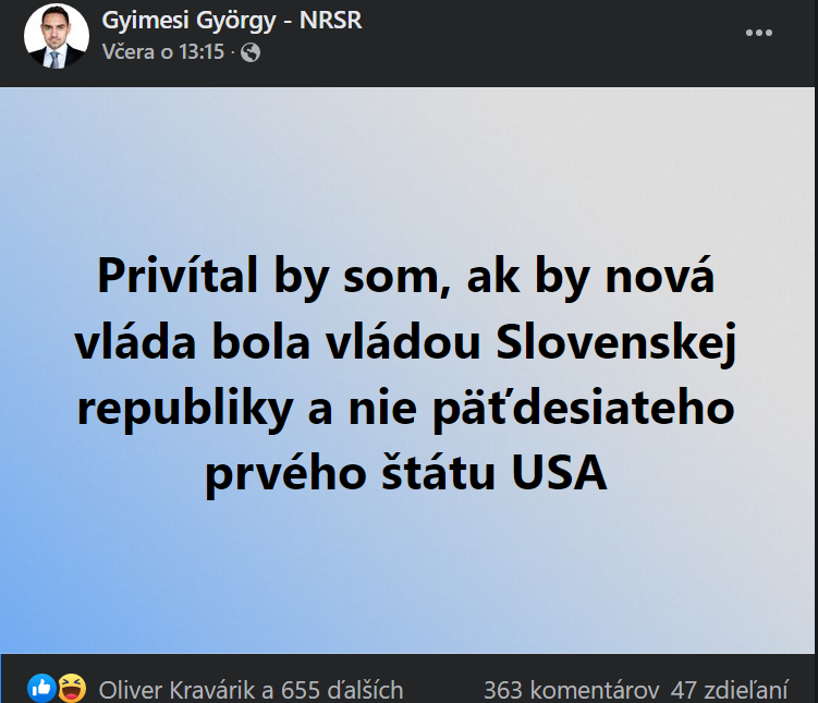 Status, ktor&yacute; "prestrelku" na soci&aacute;lnej sieti spustil