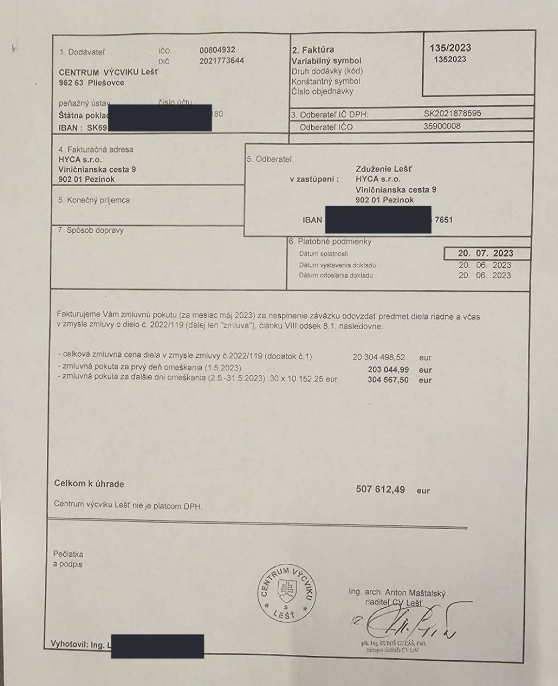Fakturácia pokuty  - 135-2023