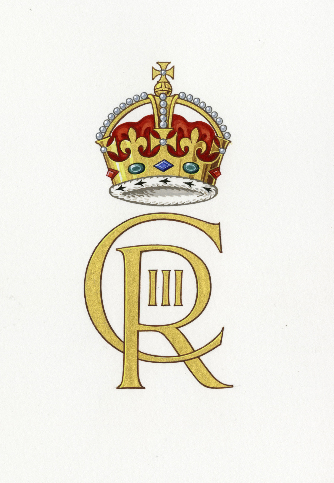 Na nedatovanej snímke zverejnenej Buckinghamským palácom 26. septembra 2022 monogram kráľa Karola III., ktorý sa bude používať na vládnych budovách, štátnych dokumentoch a poštových schránkach. Karol III. si tento monogram sám vybral z radu návrhov inštitúcie, ktorá má na starosti a heraldiku (College of Arms). Na monograme je zobrazená kráľovská koruna a pod ňou písmená C, ktoré predstavuje začiatočné písmeno kráľovho mena; R ako Rex, čo je latinský výraz pre slovo kráľ; a číslica III. Táto šifra nahradí monogram zosnulej kráľovnej Alžbety II. pozostávajúci z písmen E, II a R.