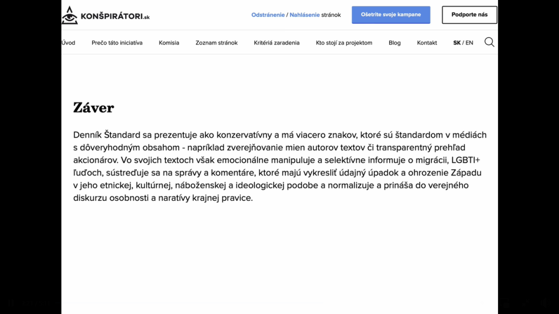 Dôvody, prečo bol denník Štandard zaradený na stránku Konšpirátori.sk