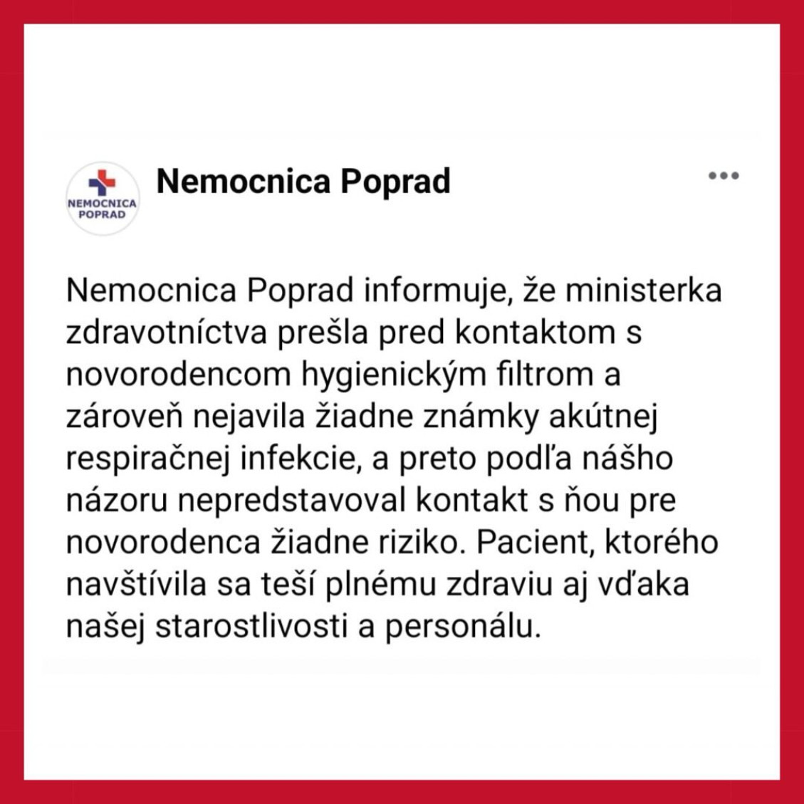 Potvrdenie popradskej nemocnice